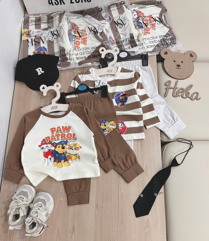 SET 2 BỘ DÀI PAW PATRAL TONE NÂU KẺ BÉ TRAI