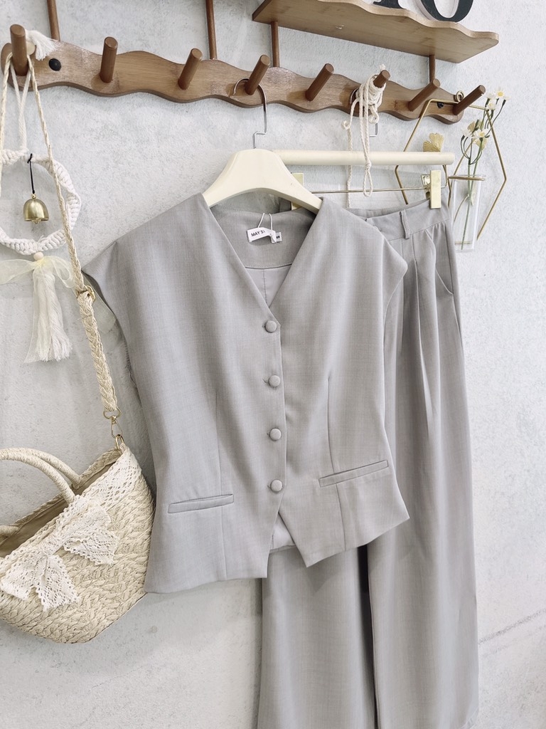 SET GHI 2 LỚP TAY LIỀN CÚC BỌC NỮ