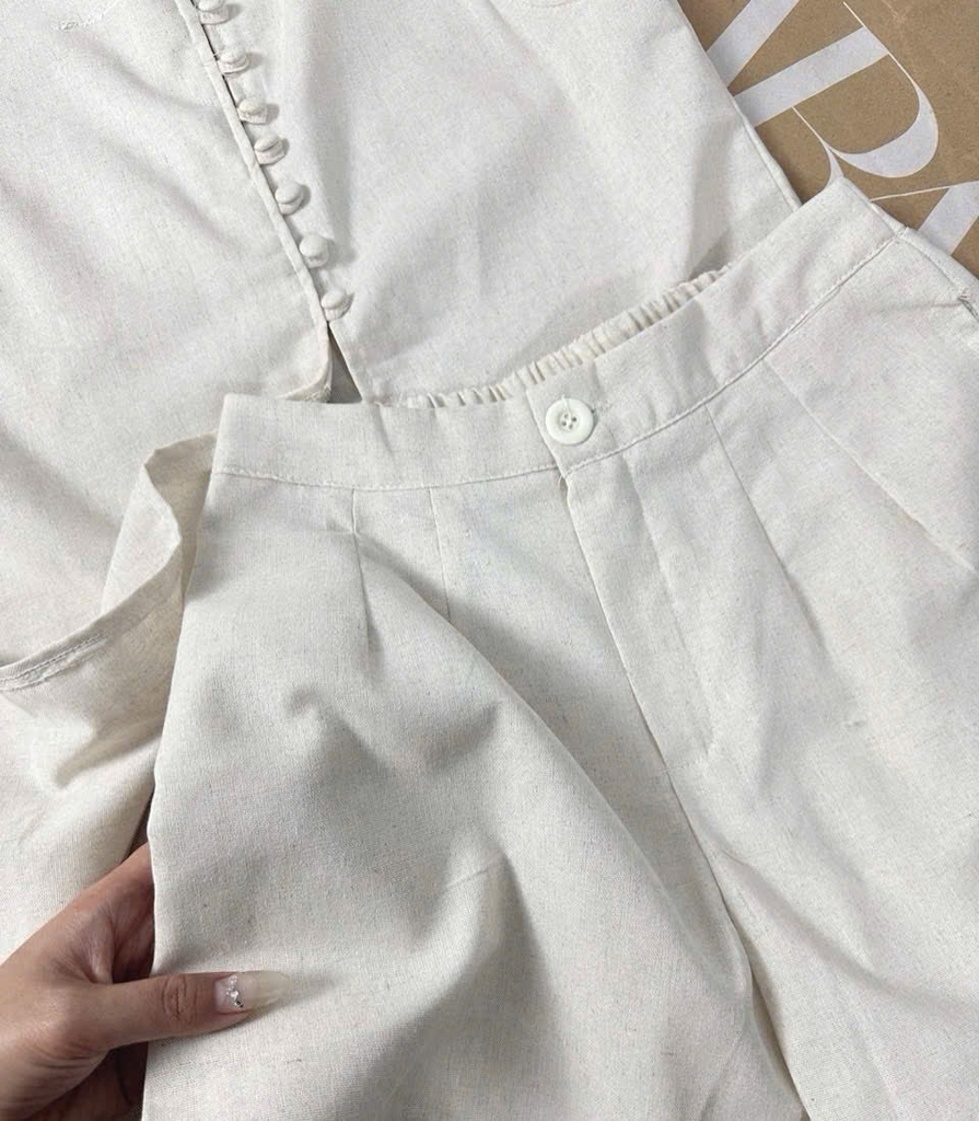 SÉT BỘ CỘC LINEN ÁO YẾM CÚC BỌC NỮ SẴN