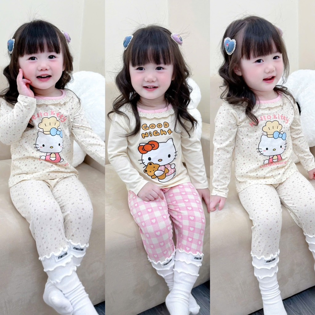 SET 2 BỘ DÀI MÈO HELLO KITTY TONE BE BÉ GÁI SẴN (SALE 99k)