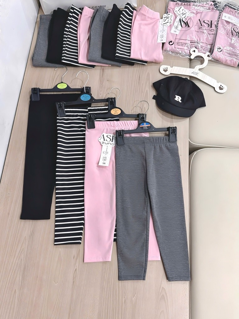 COMBO 4 QUẦN ZIP DÀI TONE GHI HỒNG BÉ GÁI