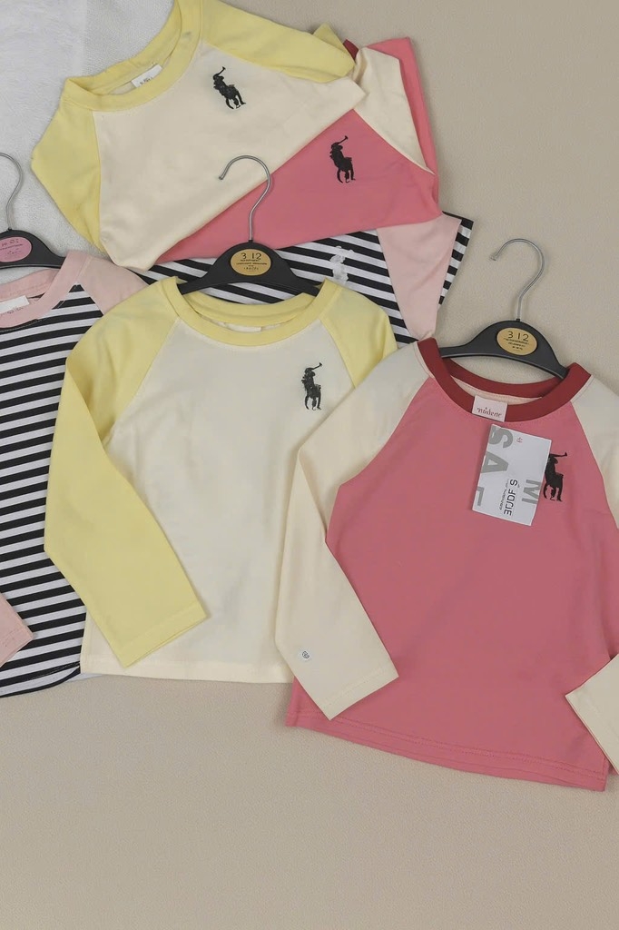 SET 3 ÁO NGỰA PHỐI MÀU DÀI TAY BÉ GÁI SẴN