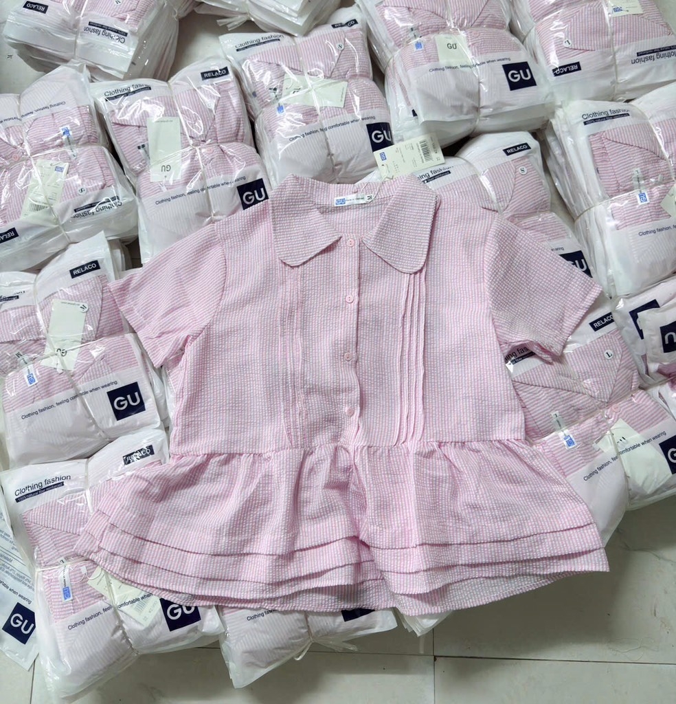 ÁO SƠ MI GU BÈO HỒNG CÁCH ĐIỆU NỮ SẴN( xả 79k )