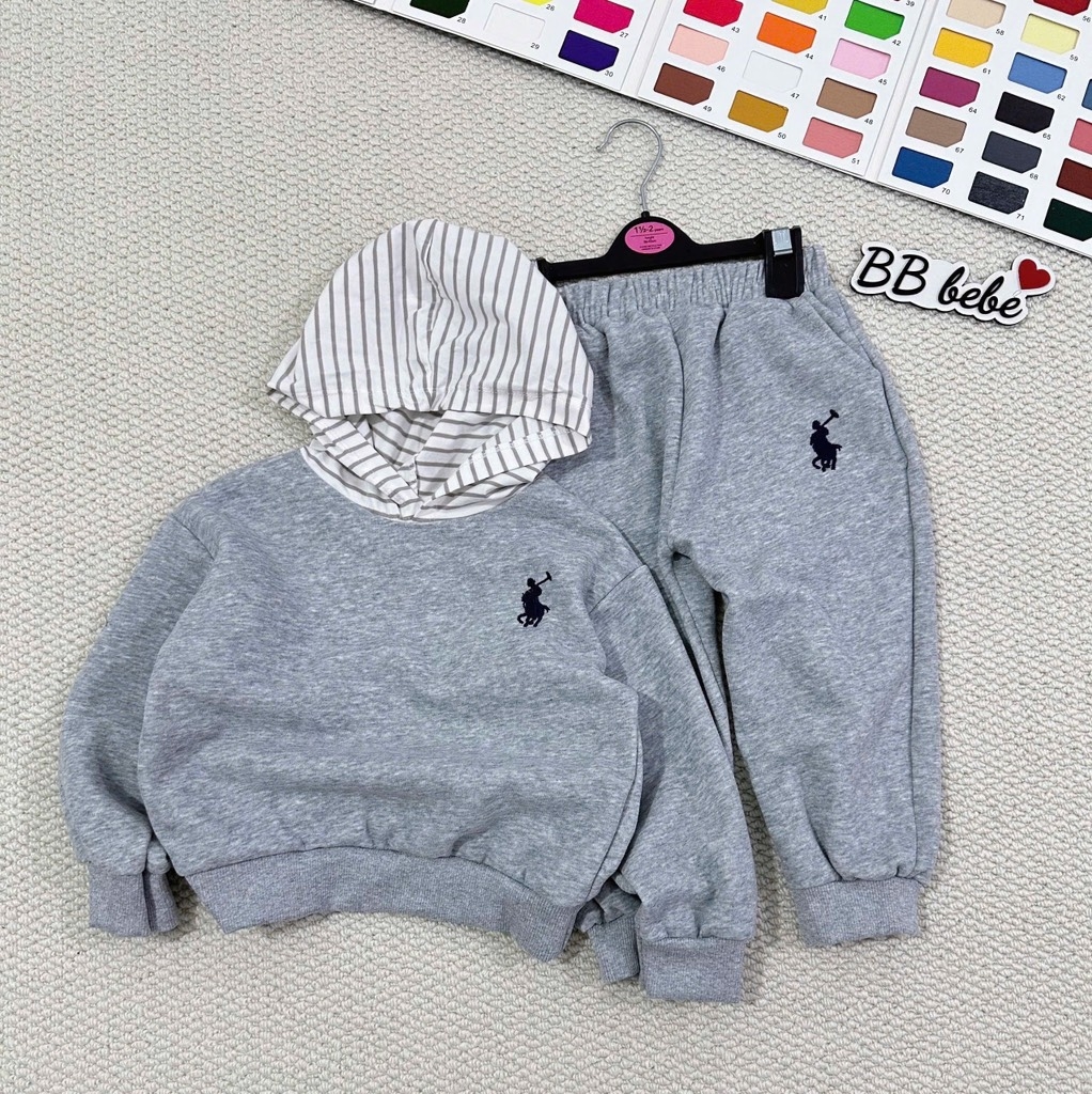 BỘ NỈ 2 DA BÉ TRAI CÓ MŨ