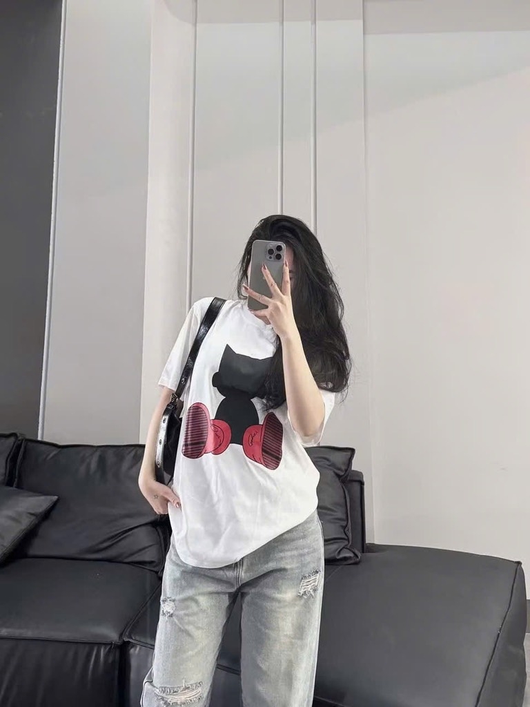 ÁO COTTON MÈO ĐI HIA CỘC TAY NỮ SẴN