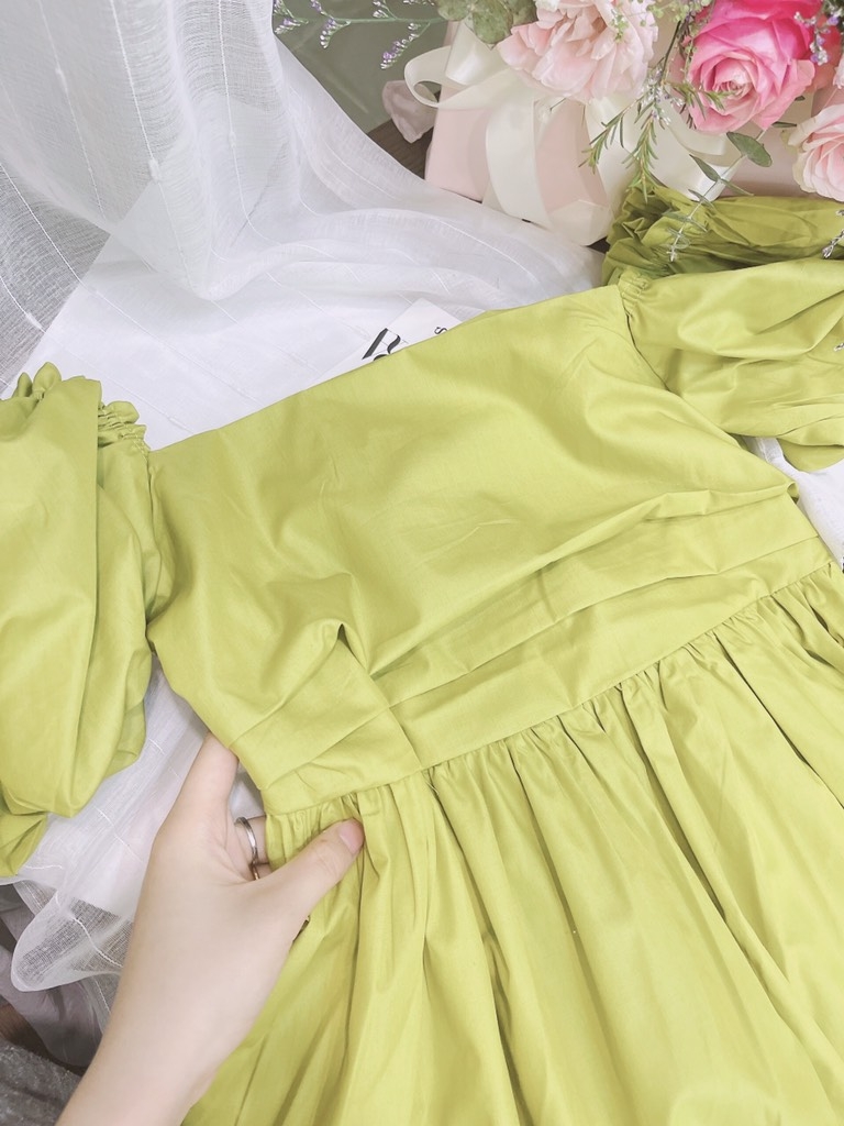 VÁY XANH LI NGỰC NƠ SAU