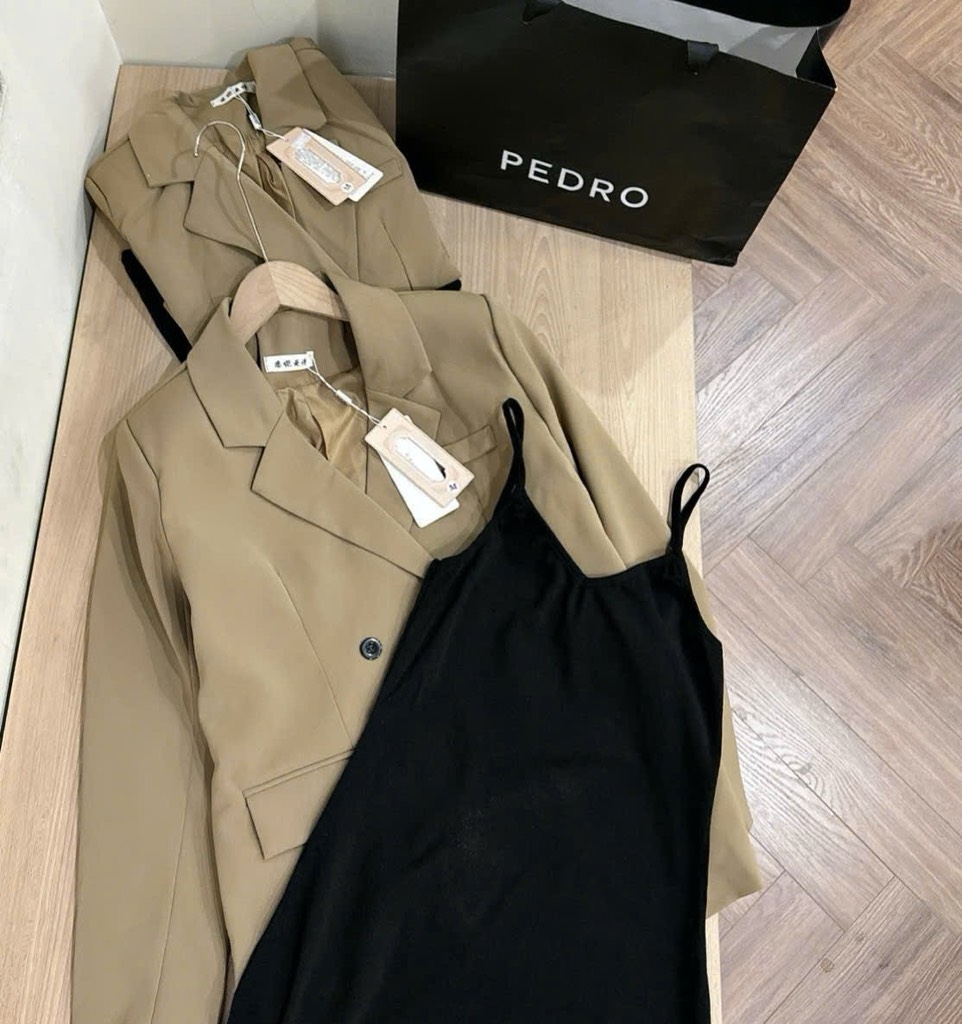SET BLAZER PHỐI VÁY MIDI 2 DÂY NỮ THU ĐÔNG SẴN