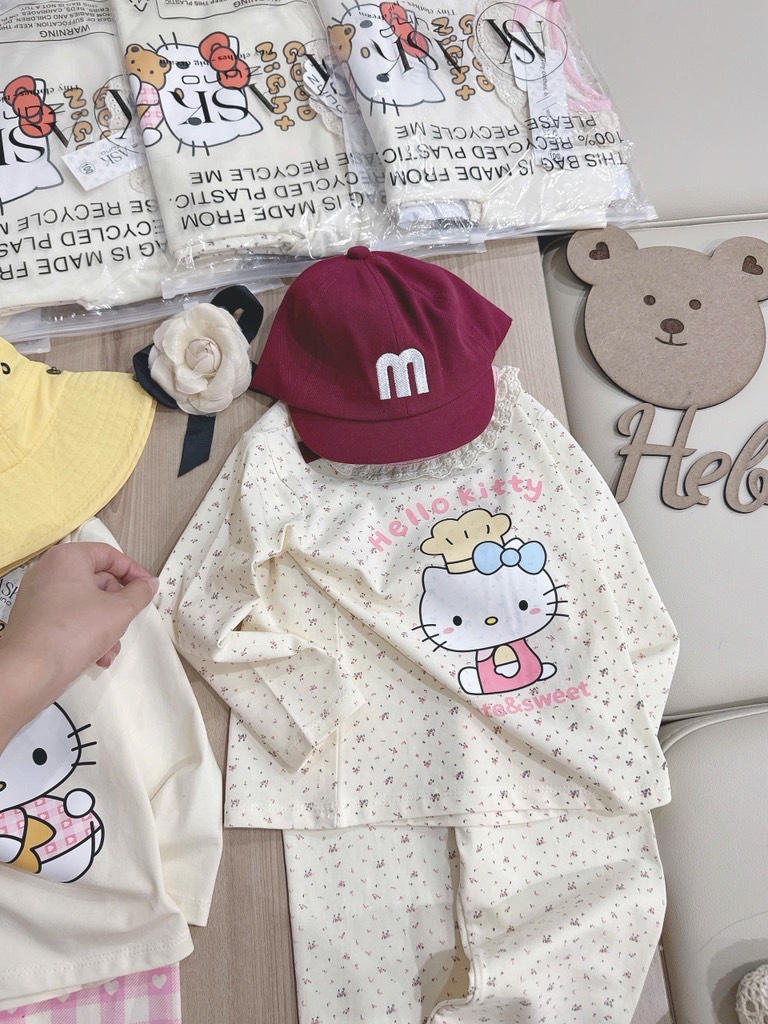 SET 2 BỘ DÀI MÈO HELLO KITTY TONE BE BÉ GÁI SẴN (SALE 99k)