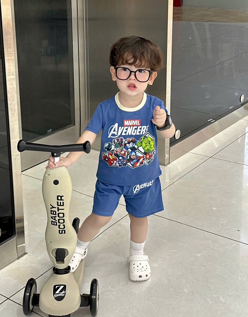 SET 2 BỘ CỘC TAY AVENGERS TONE XANH DƯƠNG BÉ TRAI