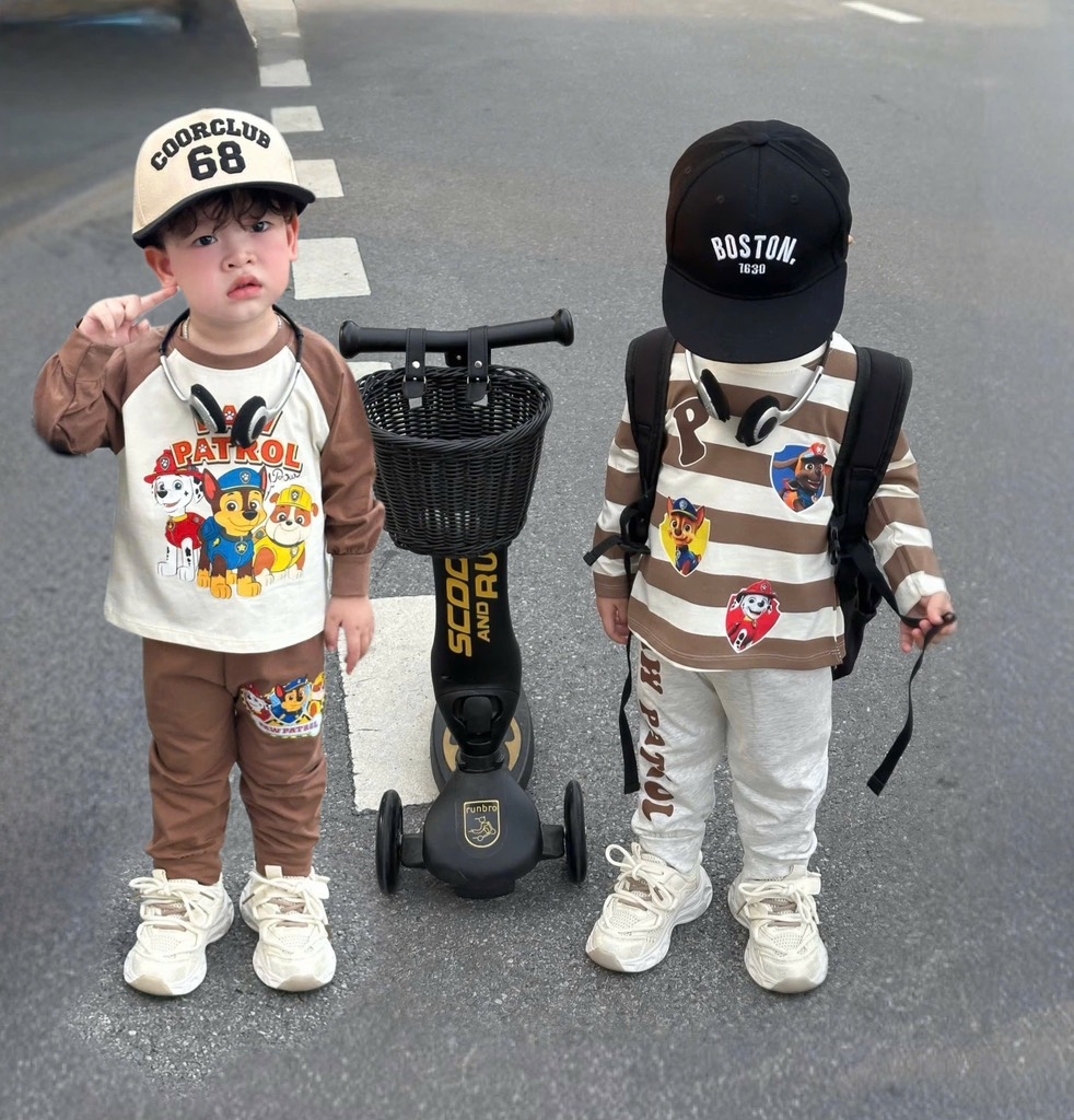 SET 2 BỘ DÀI PAW PATRAL TONE NÂU KẺ BÉ TRAI