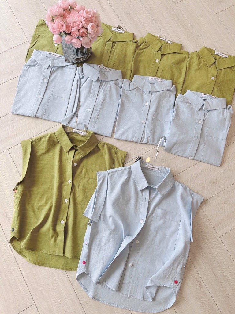 ÁO SƠ MI VẠT GẬP 2 MÀU NỮ SẴN (SALE 69k)