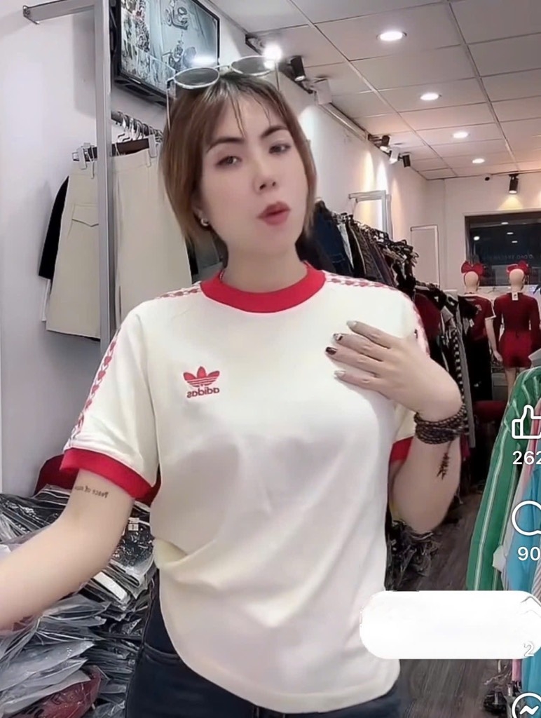 PHÔNG VALENTINE ADIDAS TIM PHỐI CỔ CỘC TAY NỮ SẴN
