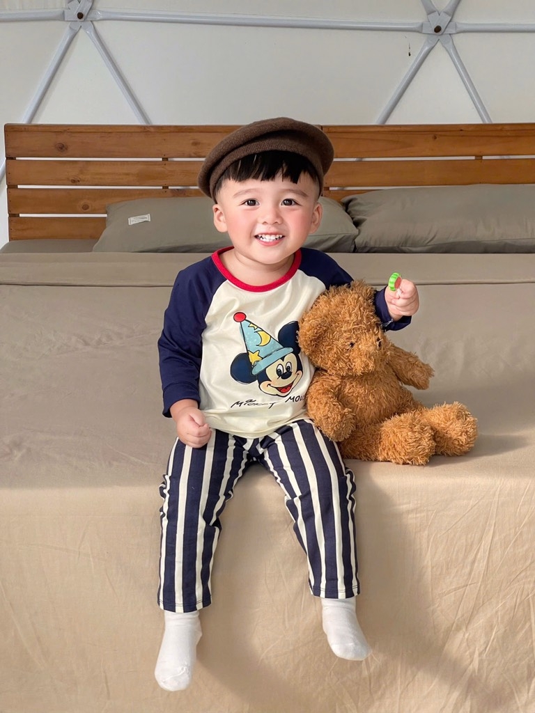 SET 2 BỘ DÀI CHÓ MK QUẦN KẺ SỌC BÉ TRAI