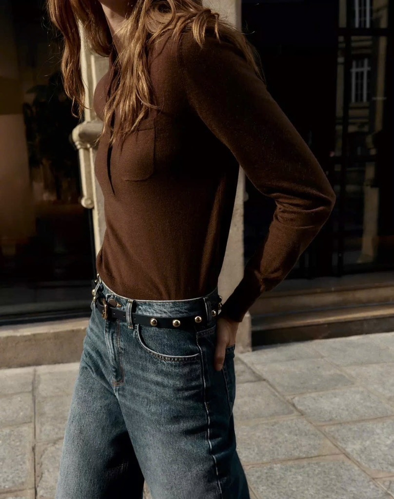 ÁO LEN CỔ POLO DÀI TAY NÂU SOCOLA NỮ THU ĐÔNG