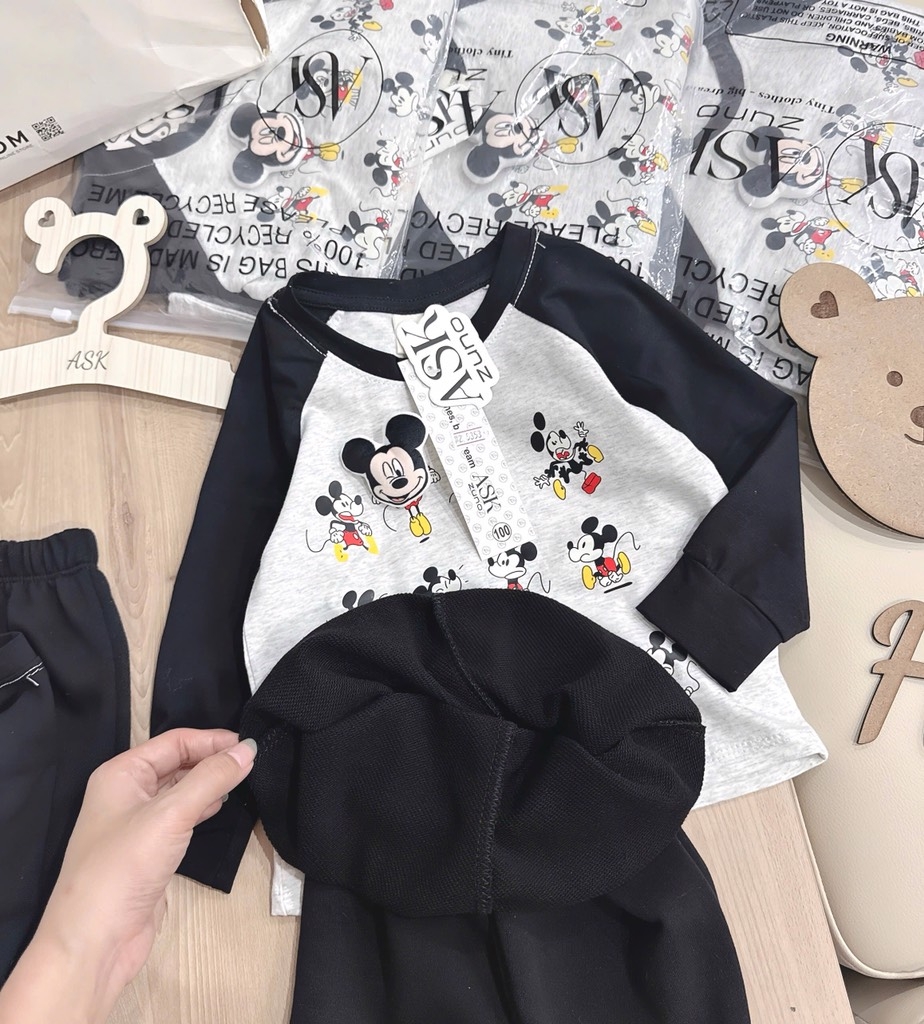 BỘ DÀI ÁO COTTON QUẦN CHÂN CUA MICKEY BÉ TRAI (SALE 59k)