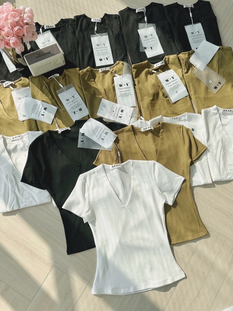 ÁO CỔ TIM TAY CỘC 3 MẦU NỮ SẴN (XẢ 39k)