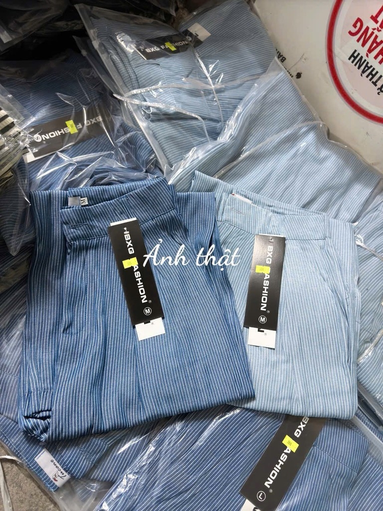 QUẦN SUÔNG KẺ ỐNG RỘNG NỮ