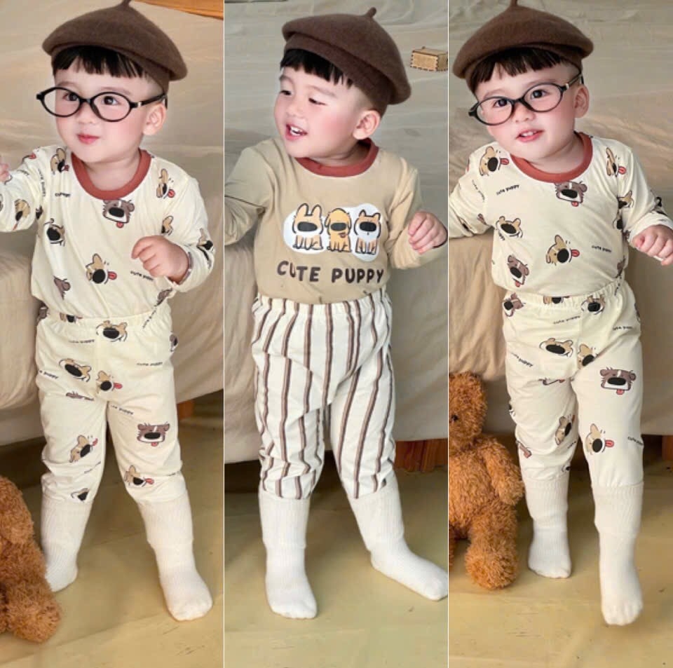 SET 2 BỘ DÀI COTTON CUTE PUPPY SIÊU CƯNG BÉ TRAI