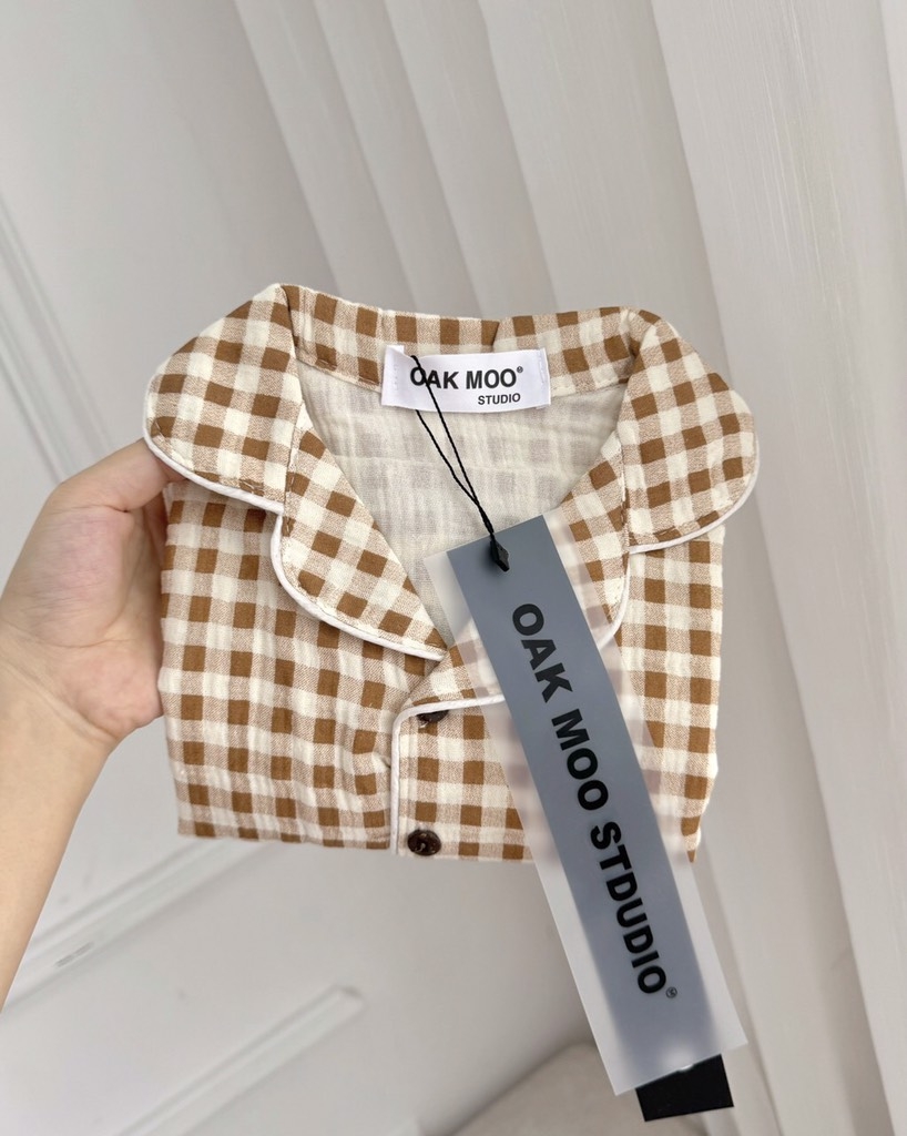 SET BỘ PIIJAMA VẢI HÀN CARO GẤU BÉ TRAI SẴN (SALE 40k)