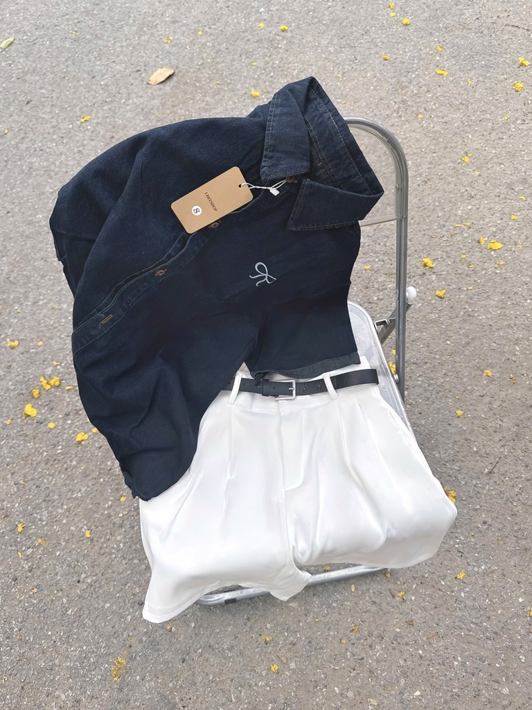 SET ÁO DENIM PHỐI SHORT TRẮNG NỮ (xả 129k)