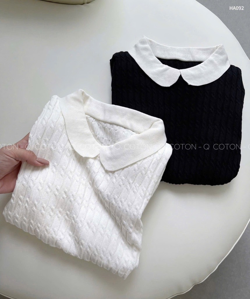 ÁO LEN DỆT CỔ SEN 2 MÀU NỮ THU ĐÔNG
