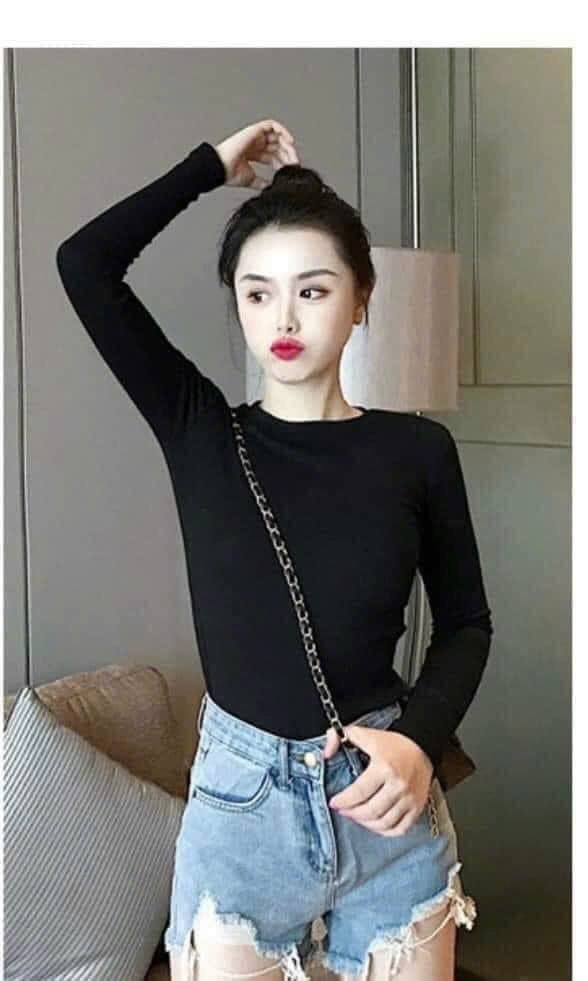 SET 3 ÁO THUN ZIP BSKK ĐEN KẺ TRẮNG NỮ THU ĐÔNG
