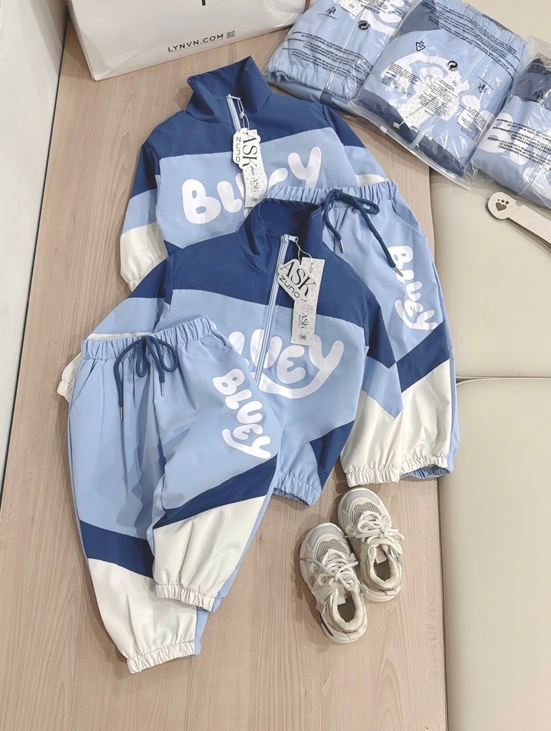 SET BỘ GIÓ DÀI BLUEY MÀU XANH BÉ TRAI