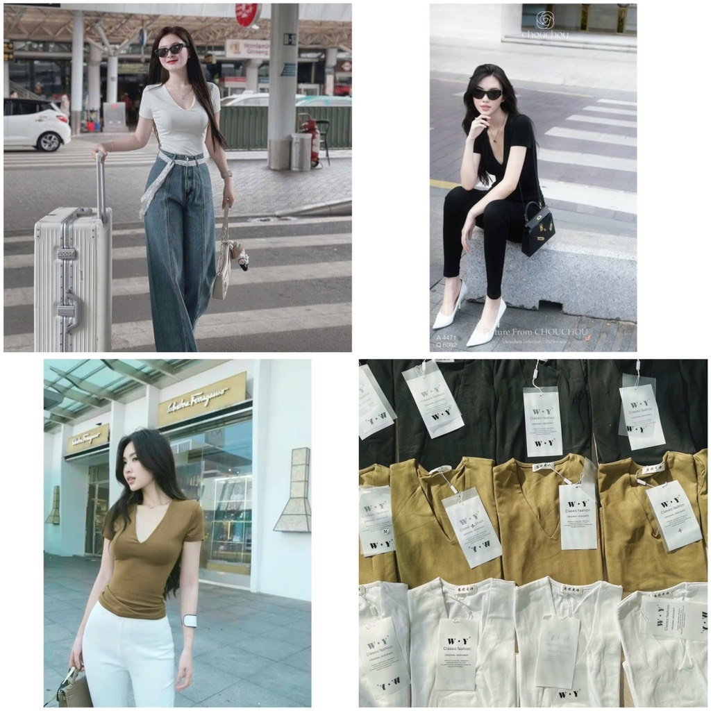 ÁO CỔ TIM TAY CỘC 3 MẦU NỮ SẴN (XẢ 39k)