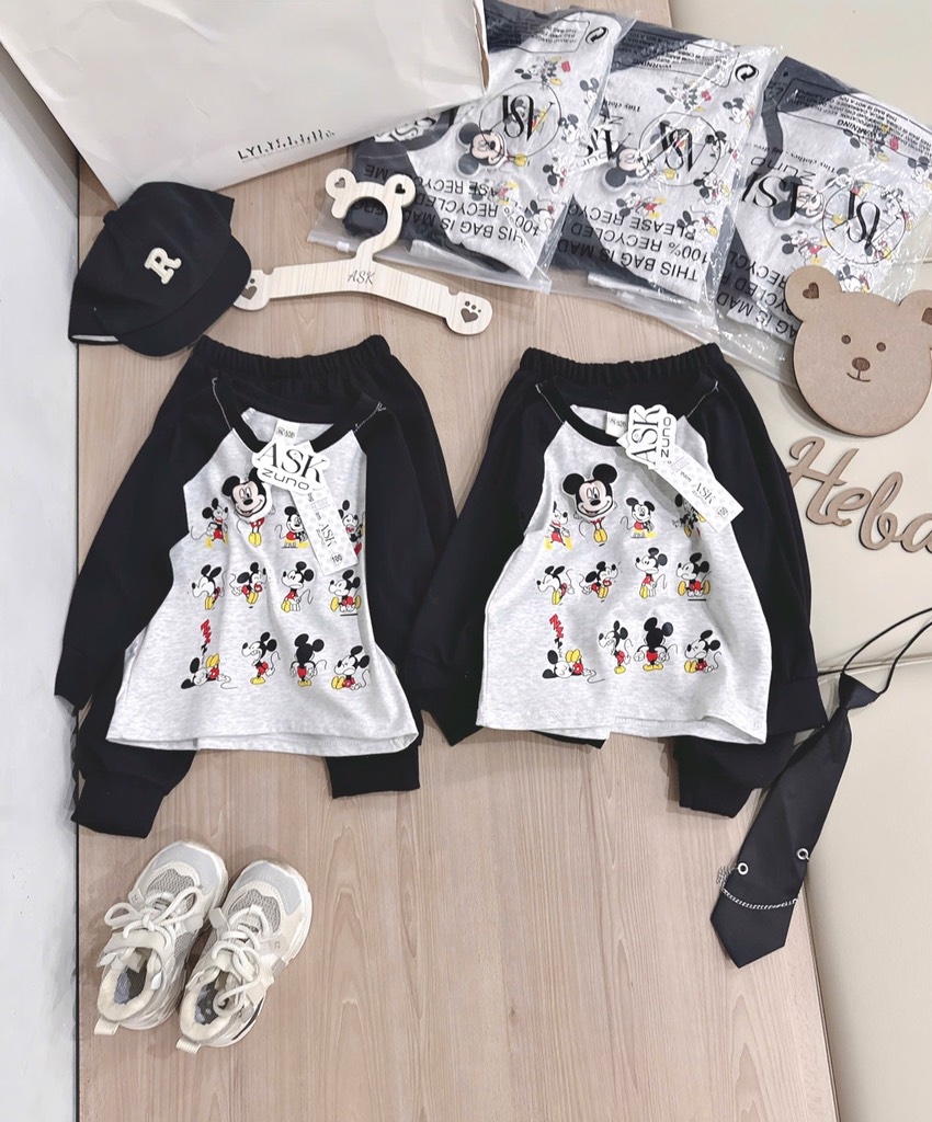BỘ DÀI ÁO COTTON QUẦN CHÂN CUA MICKEY BÉ TRAI (SALE 59k)
