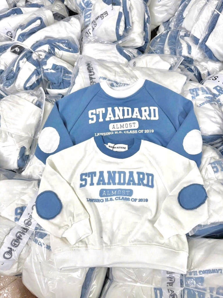 SET 2 BỘ DÀI NỈ HÀN STANDARD TRẮNG PHỐI XANH BÉ TRAI