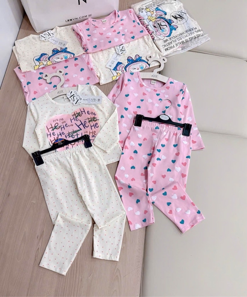 SET 2 BỘ DÀI TIM HỒNG HEHE CHUẨN HÀN BÉ GÁI