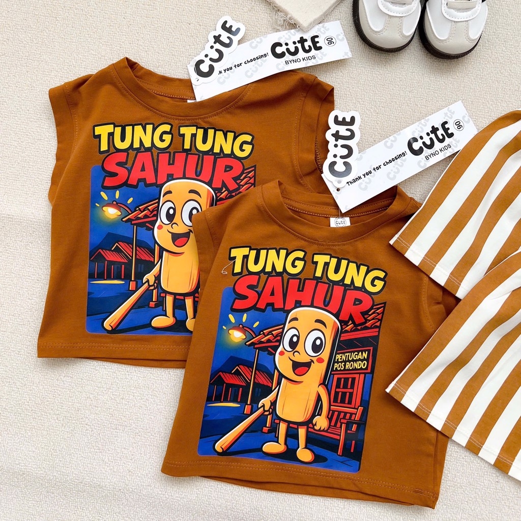 SET BA LỖ TUNGTUNG SAHUR QUẦN SỌC NÂU TÂY CHO BÉ TRAI (xả 45k)