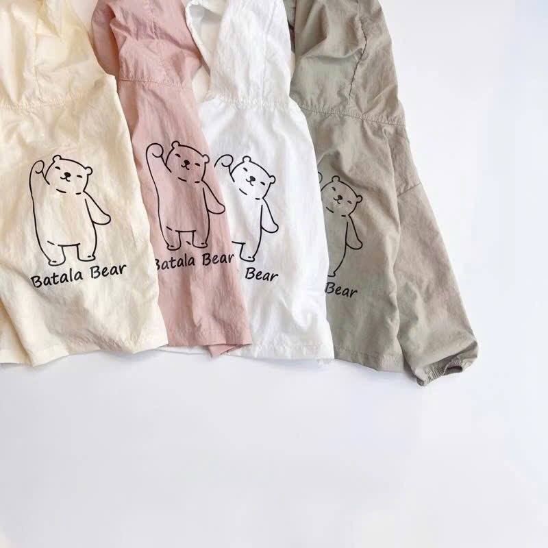 ÁO KHOÁC GIÓ IN GẤU 4 MÀU BÉ TRAI BÉ GÁI SẴN (SALE 35k)