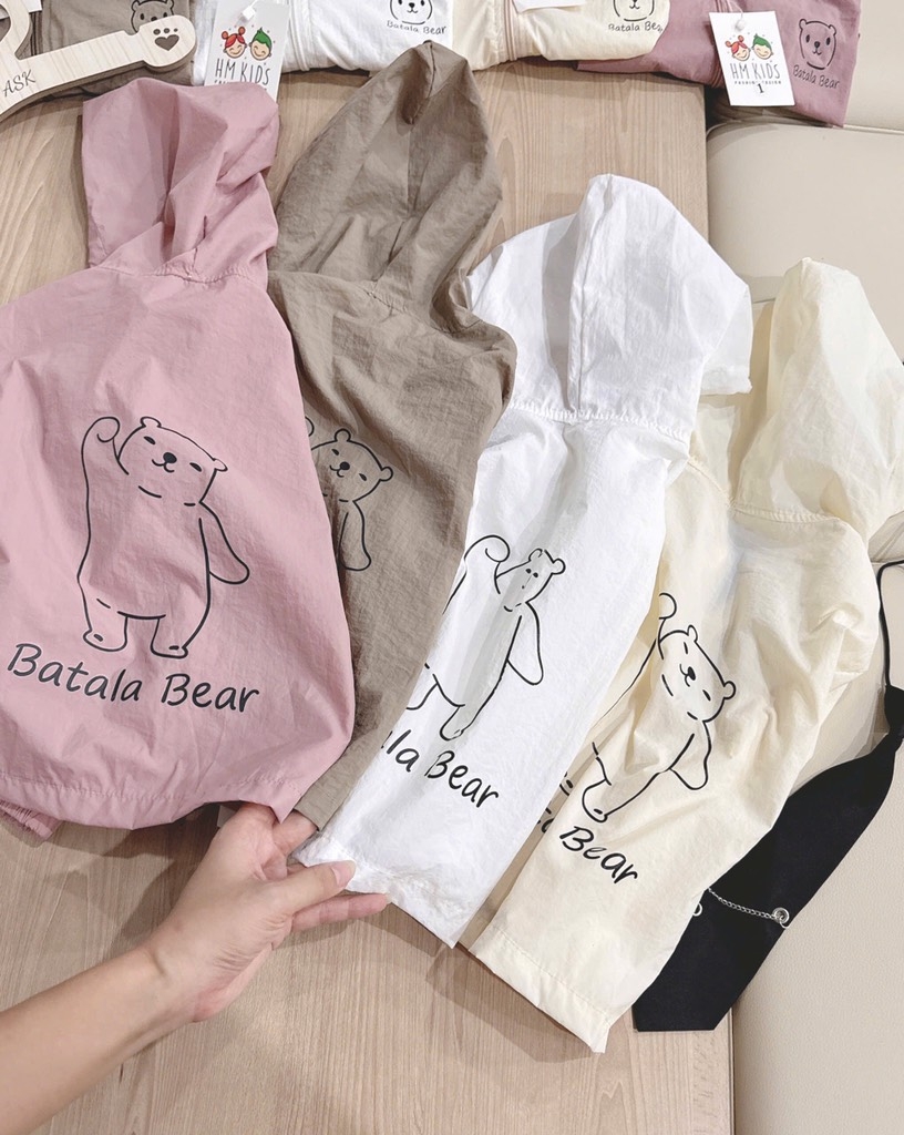 ÁO KHOÁC GIÓ IN GẤU 4 MÀU BÉ TRAI BÉ GÁI SẴN (SALE 35k)