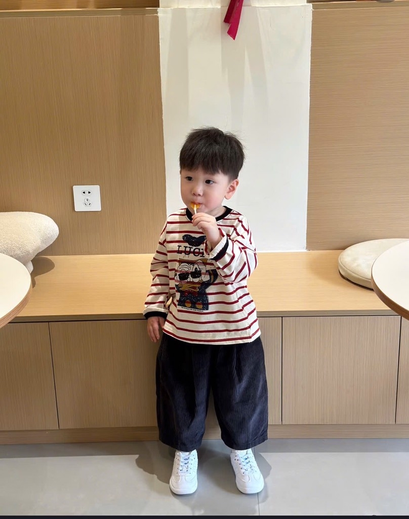 SET BỘ DÀI LUCKY KẺ TONE NÂU BÉ TRAI