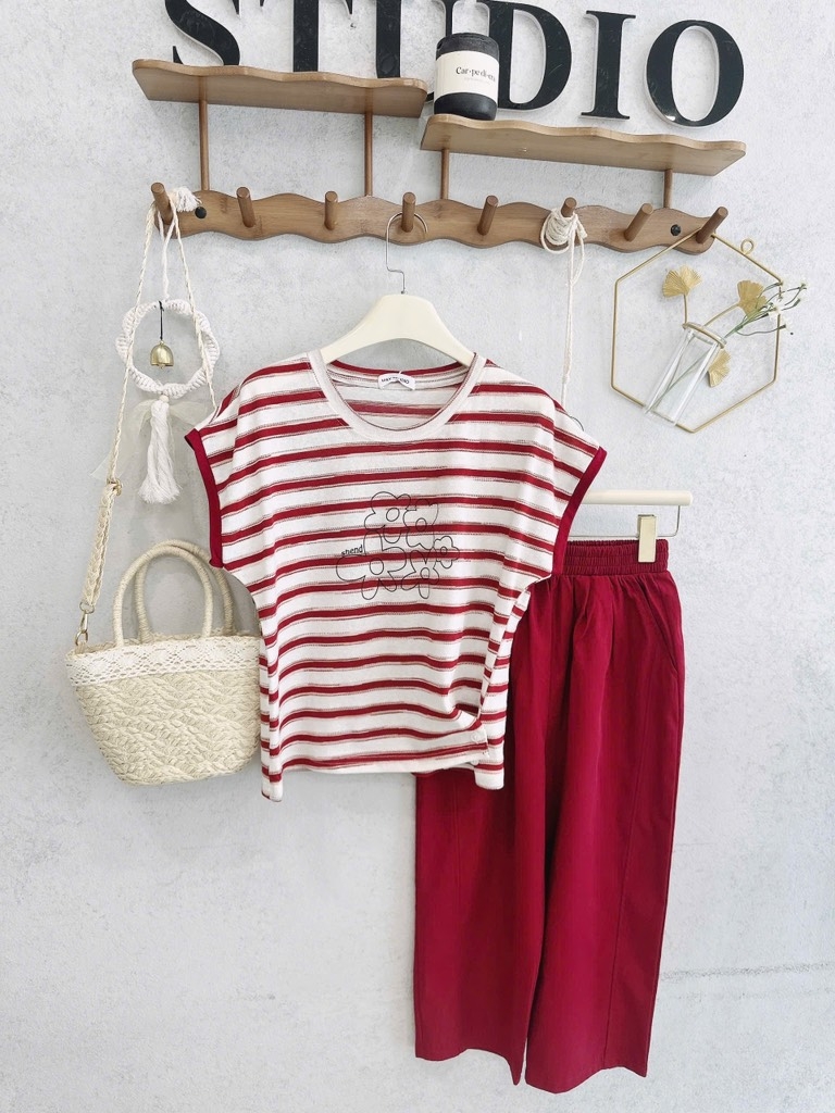 SET BỘ ÁO LEN PHỐI VẠT CÁCH ĐIỆU MIX QUẦN NGỐ NỮ THU ĐÔNG