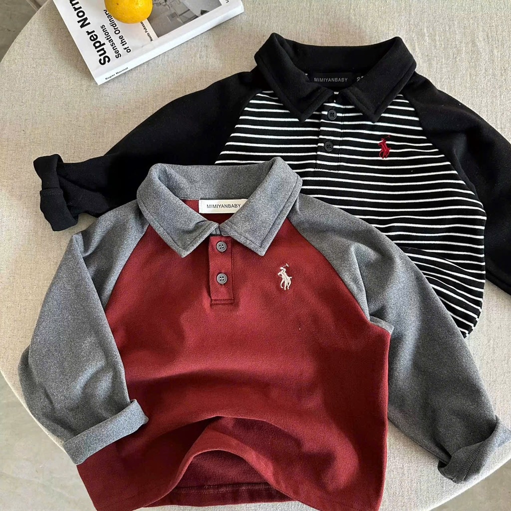 SET 4 ÁO POLO DÀI TAY CAO CẤP BÉ TRAI SẴN