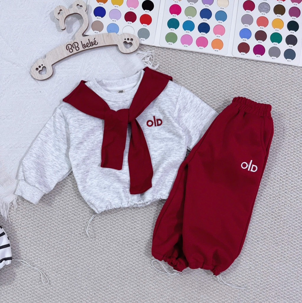 SET BỘ DÀI ALO ĐỎ KẺ KÈM KHĂN BÉ TRAI BÉ GÁI SẴN