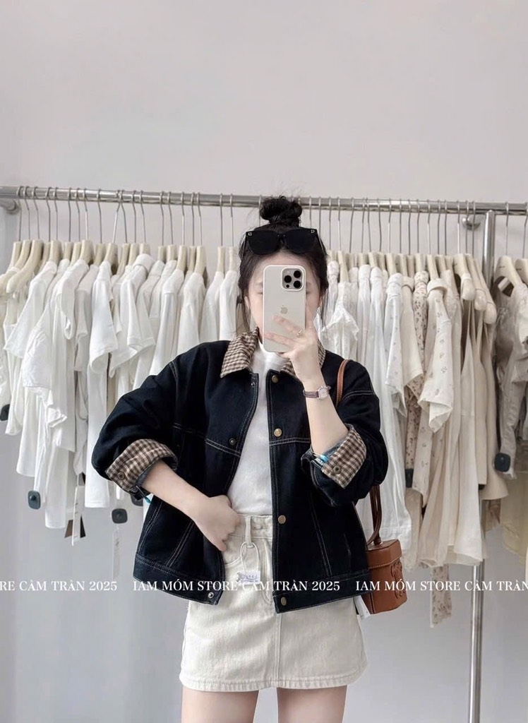 ÁO KHOÁC JEANS NỮ PHỐI CỔ KẺ THU ĐÔNG SẴN
