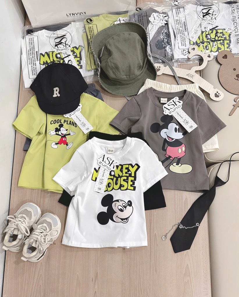 SET 3 BỘ CỘC MICKEY MOUSE TRẮNG XANH XÁM BÉ TRAI