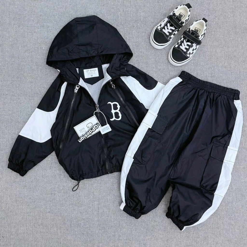 SET BỘ DÀI THỂ THAO B CÓ MŨ 2 MÀU BÉ TRAI (SALE 95k)