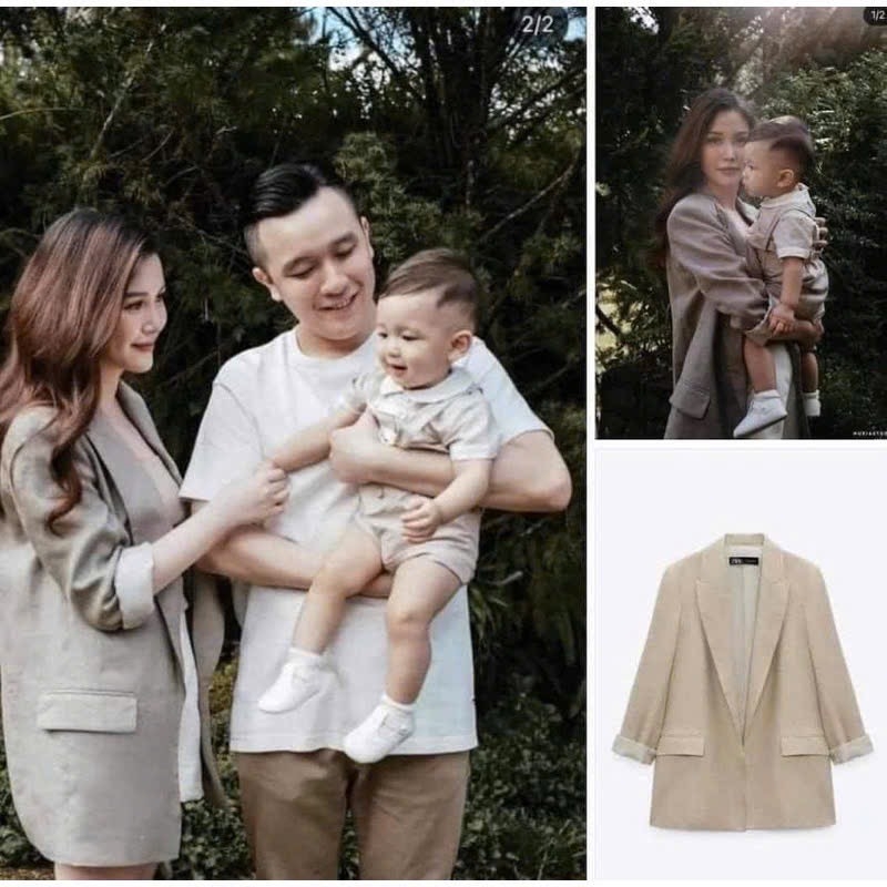 ÁO BLAZER LI-EN ÉP MÙNG PHỐI TAY KẺ 2 LỚP NỮ THU ĐÔNG SẴN