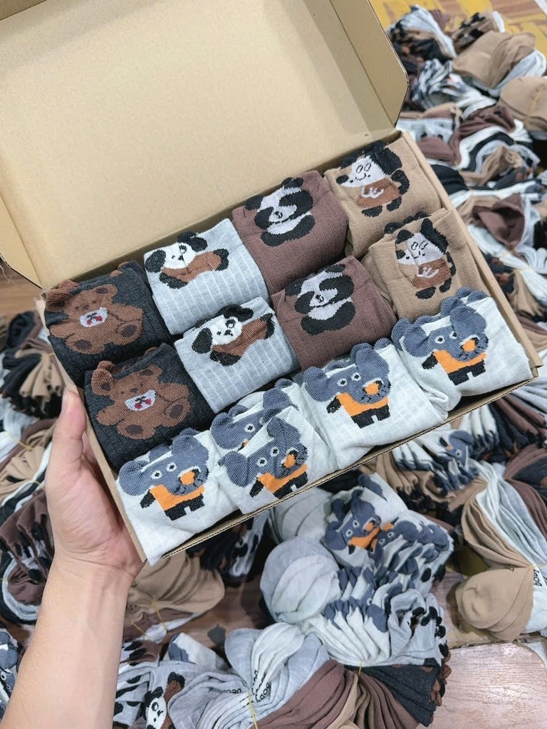 ĐỒ LÓT - SET 10 ĐÔI TẤT COTTON HÌNH ĐỘNG VẬT CUTE BÉ TRAI BÉ GÁI SẴN