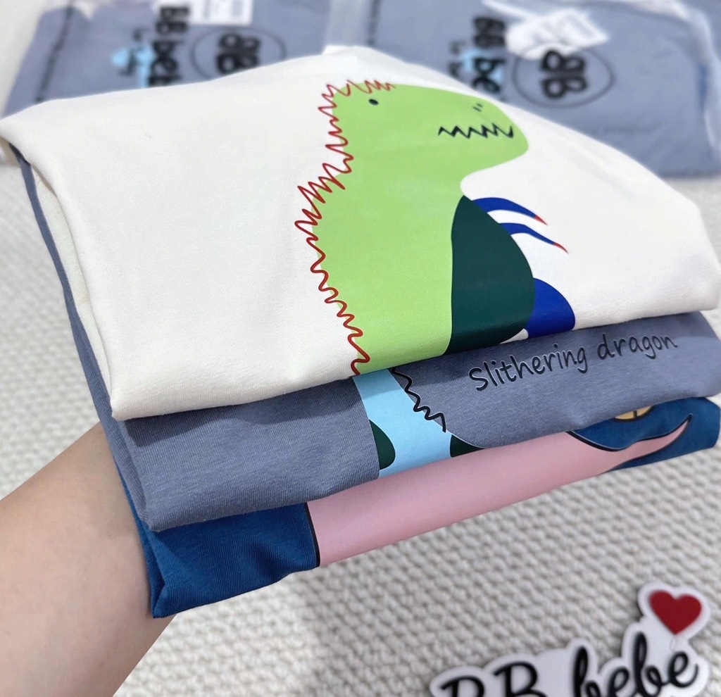 SET 3 ÁO KHỦNG LONG CỘC TAY BÉ TRAI