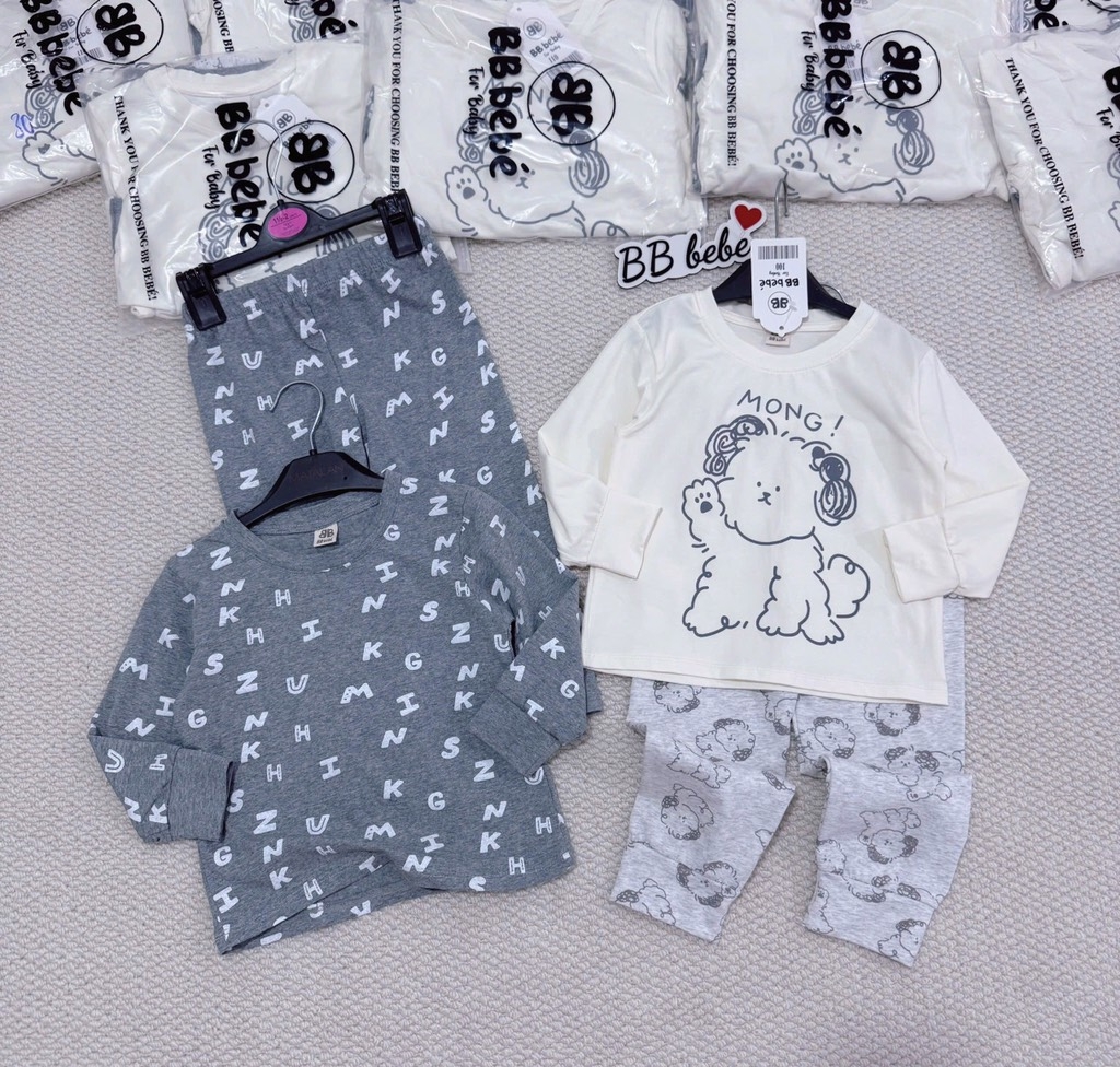 SET 2 BỘ DÀI HOMEWEAR CHÚ CHÓ TONE GHI BÉ TRAI