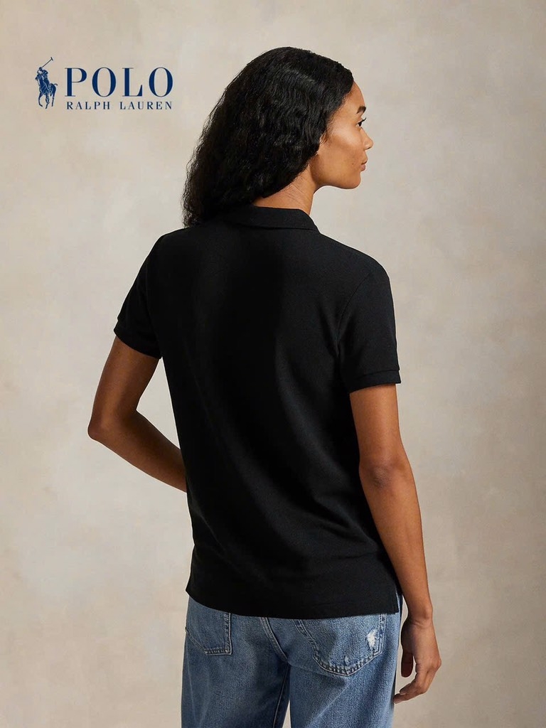 ÁO POLO ĐEN CỘC TAY THÊU NGỰA NỮ