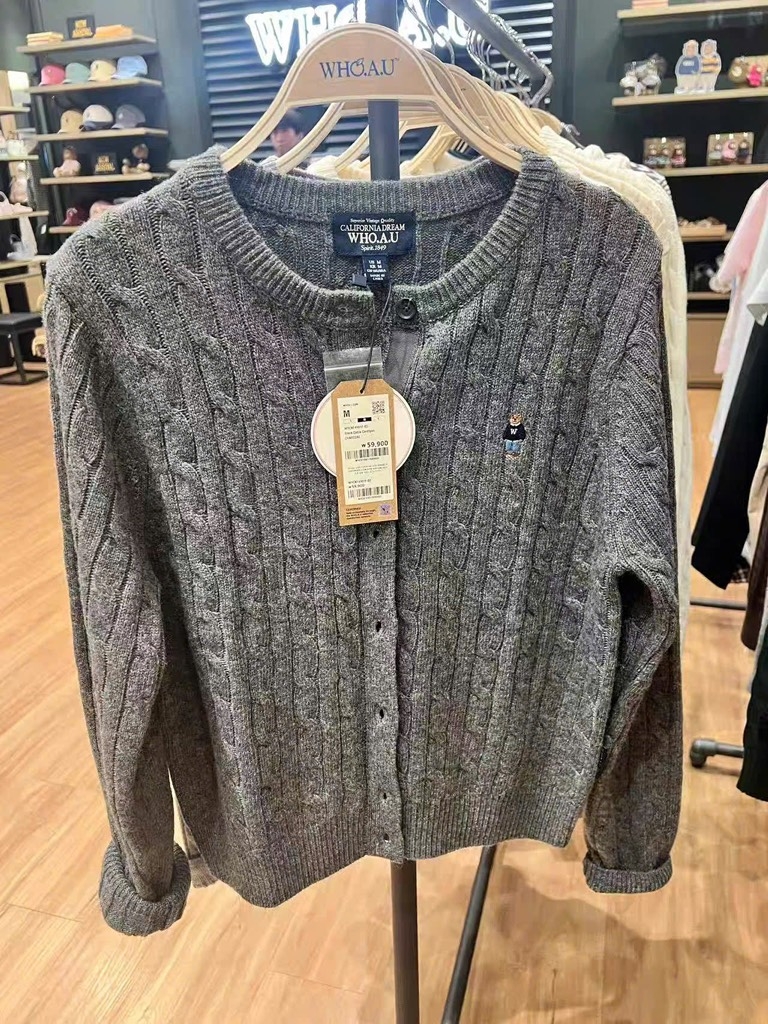 ÁO LEN XÁM CARDIGAN GẤU WHO NỮ THU ĐÔNG