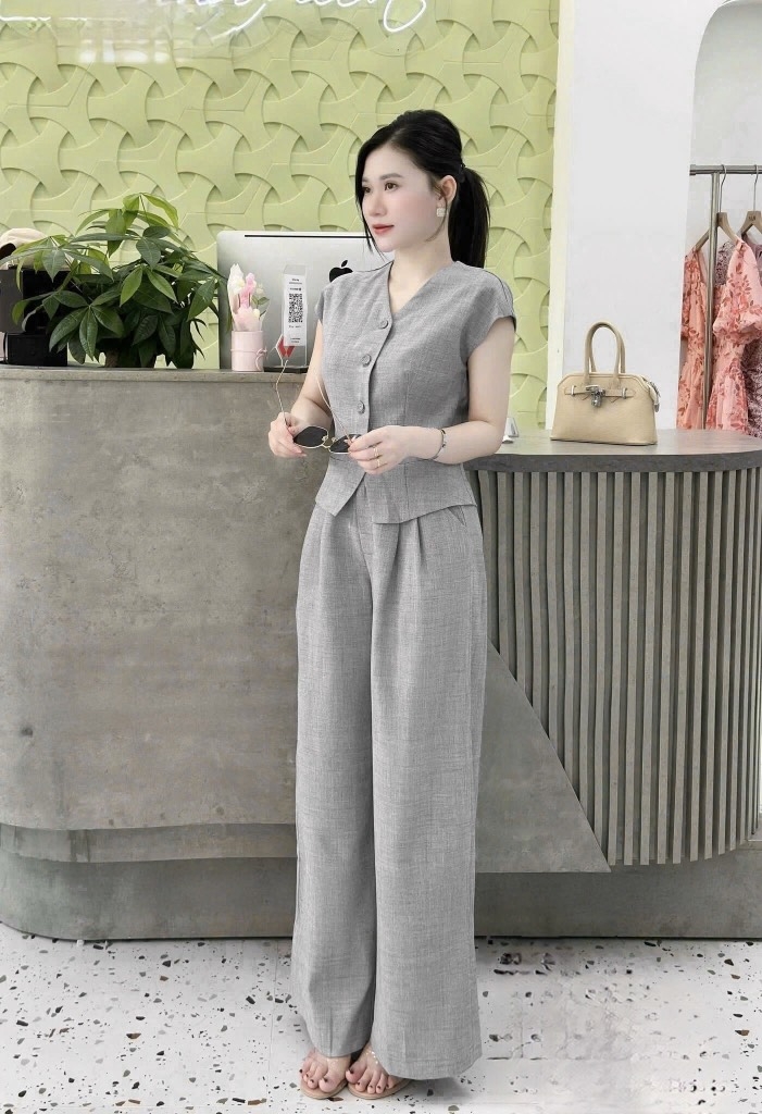 SET GHI 2 LỚP TAY LIỀN CÚC BỌC NỮ