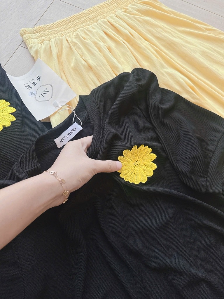 SET ÁO LEN TĂM HÀN MIX CV XẾP LI DÁNG DÀI NỮ