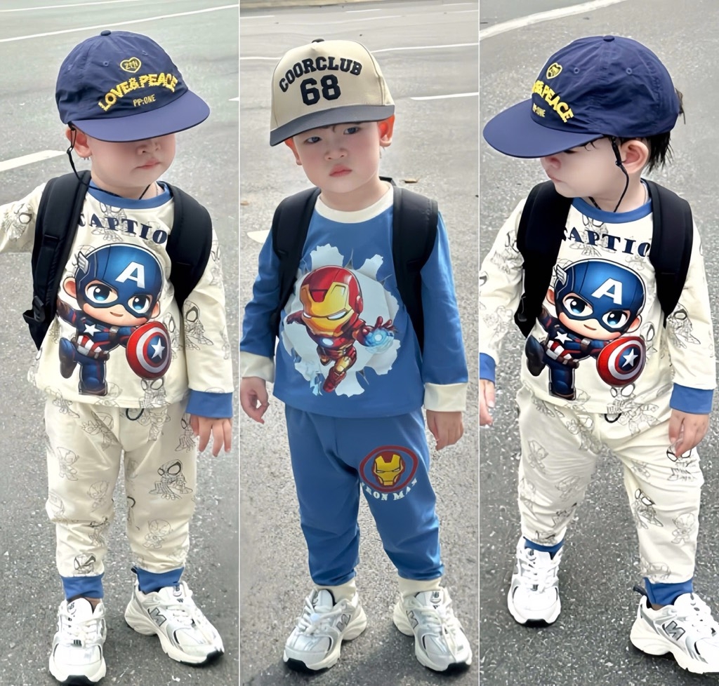 SET 2 BỘ DÀI IRONMAN CAPTION SIÊU NGẦU BÉ TRAI